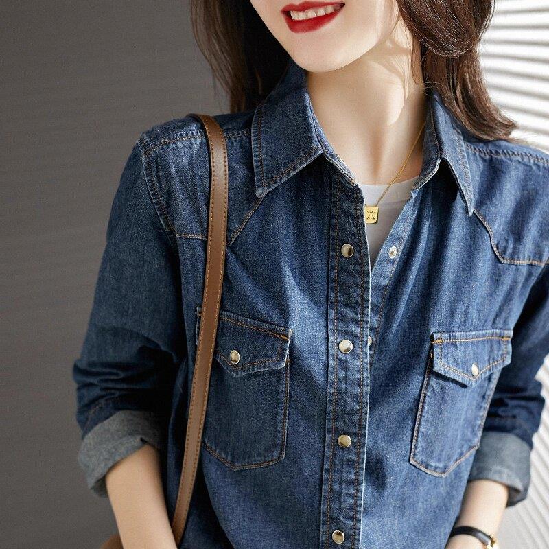 claudie pasey新款软牛仔衬衫外套女宽松韩版设计感上衣叠穿衬衫