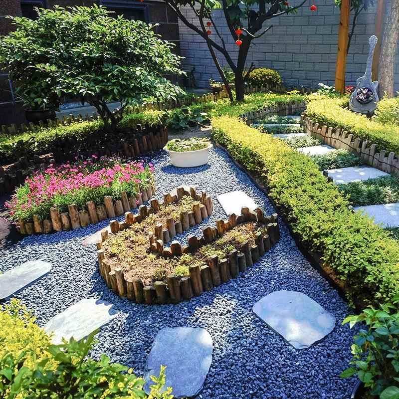 黑色砾洗石灰色水子石庭院花园装饰园林造景观营地青石456铺路碎