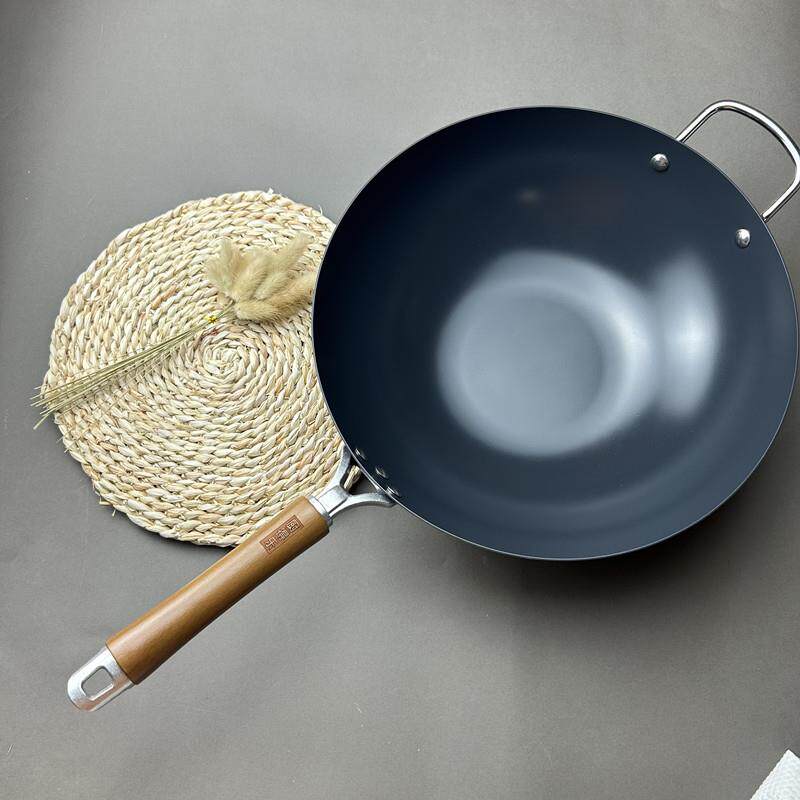 厨得乐黑金钢不粘锅家用无涂层铁锅平底炒锅双耳炒菜锅燃气灶适用