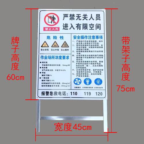 有限空间作业安全告示知牌职业病危害告知卡安全施工警示标识标牌