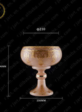 乌兹别克斯坦工艺品欧式玻璃水果盘酒店复古轻奢金属客厅装饰摆件