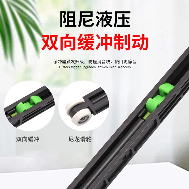 液压式双杆双向木门滑轮 隐藏门推拉门静音吊轨吊轮 移门五金配件