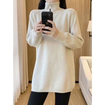 秋冬针织卫衣外裤打套女大尺码宽松遮闲胯休INU搭配鲨鱼中长版毛