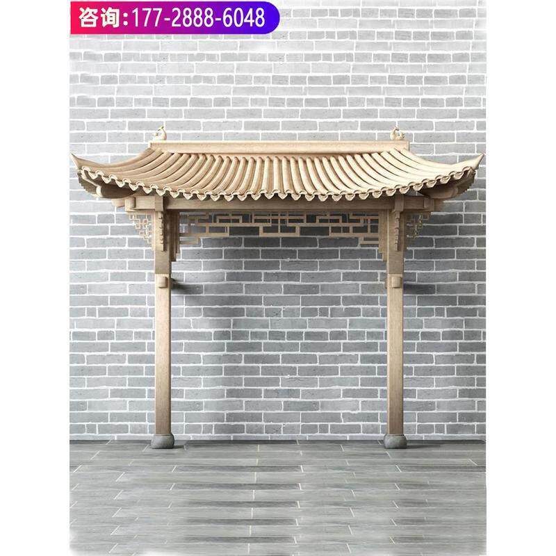 定做实木中式一体式门楼门头仿古屋檐门头装饰木牌楼定制古建飞檐