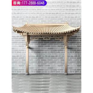 定做实木中式一体式门楼门头仿古屋檐门头装饰木牌楼定制古建飞檐