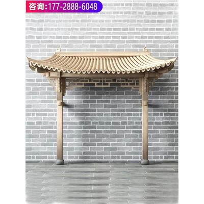 定做实木中式一体式门楼门头仿古屋檐门头装饰木牌楼定制古建飞檐