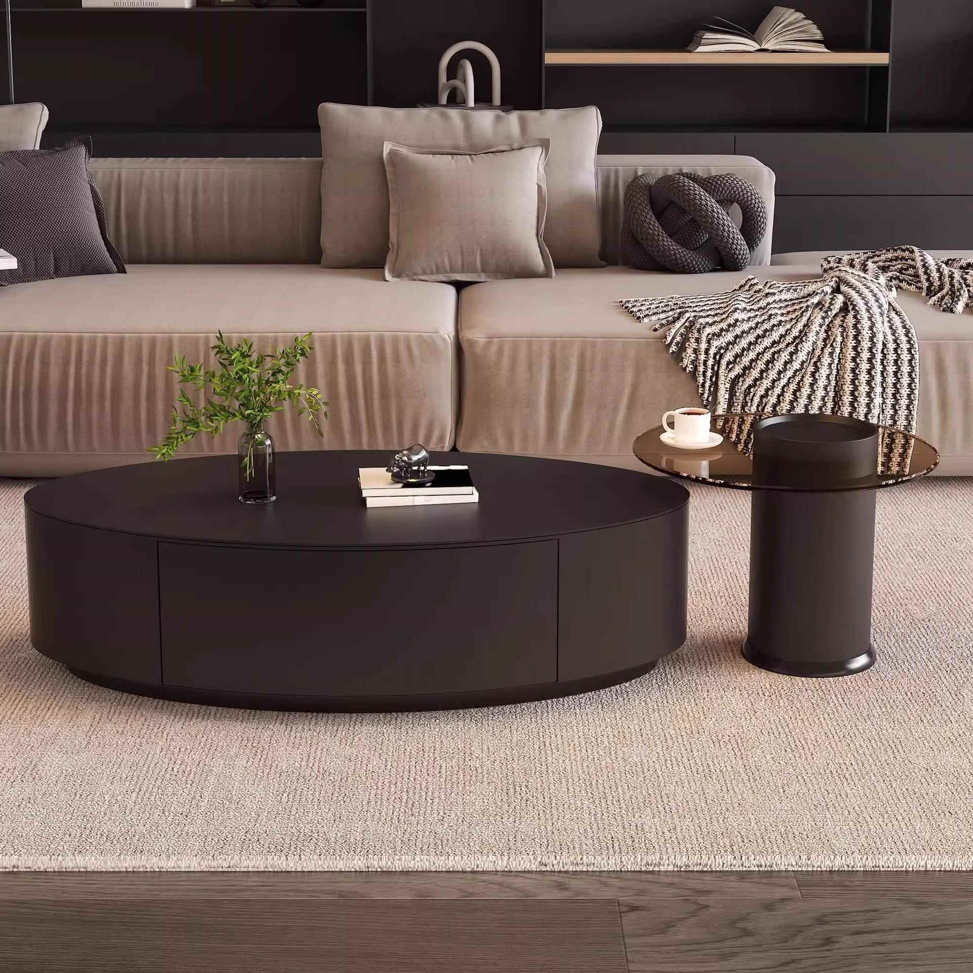 北欧890高级奢轻式家用茶几组合现代简约极椭简圆形岩板茶几意小