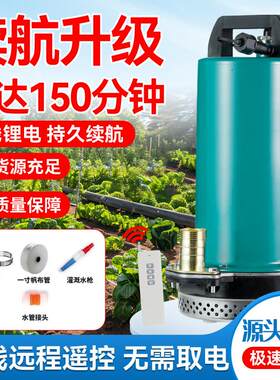 无线 线遥控充电式抽水泵灌溉潜水泵12V农用浇菜长续航锂电池大功