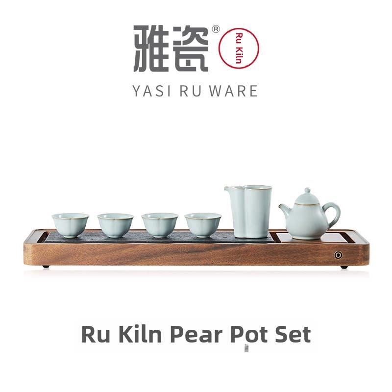 雅次汝窑小丽福禄冰裂功夫茶具妇女精美茶具汝瓷成套礼盒