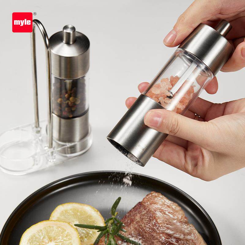 myle黑胡椒研磨器手动胡椒磨粉瓶套装海盐花椒调味料现磨
