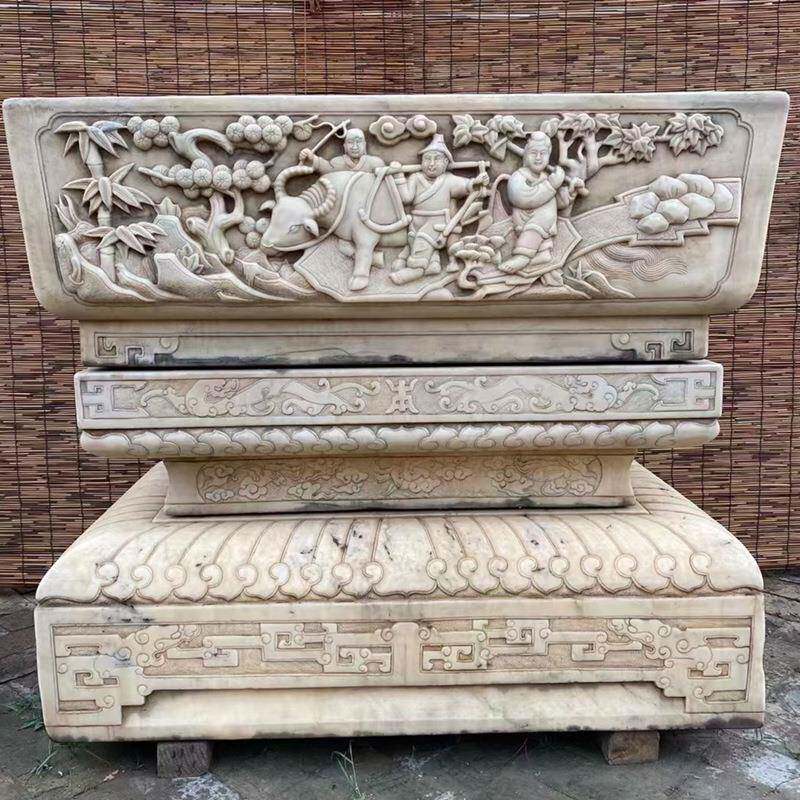 石雕仿古鱼缸青石花盆仿古水缸石盆庭院石缸石头缸养鱼种花