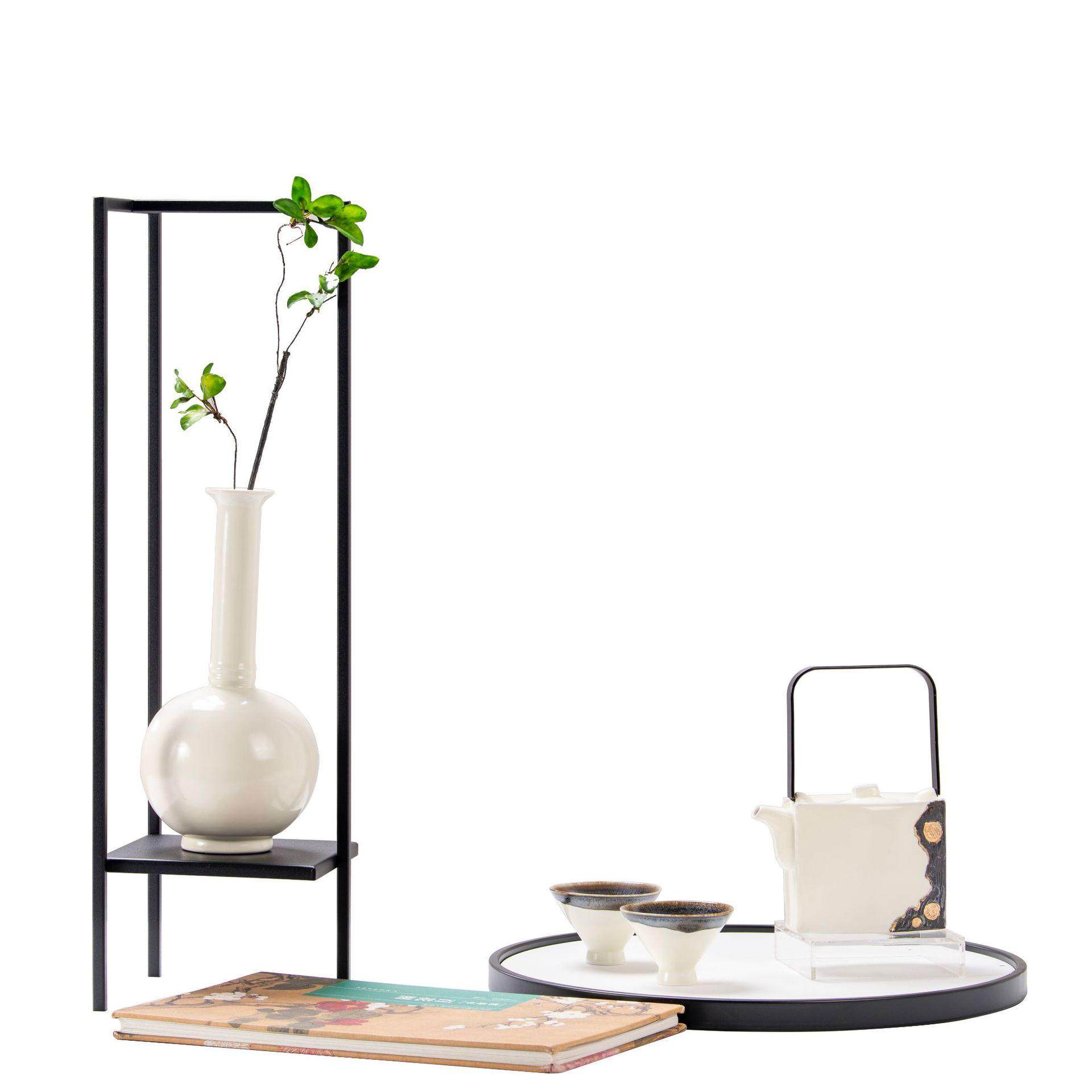 新中式风格描金插花瓶托盘茶具套装玄关装饰品创意样板房摆件禅意,特色手工艺,其他特色工艺品,淘宝优惠券,粉丝福利购,淘宝优惠卷