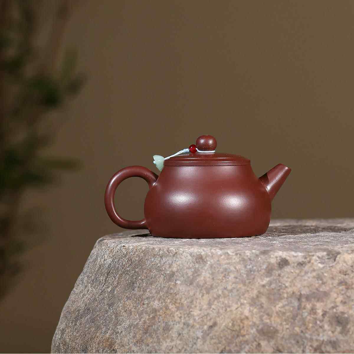 分销宜兴瓢制紫砂壶原矿龙壶血砂ZHIFU-68手工作光素文人石茶遇水