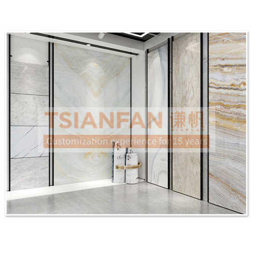 定制墙板瓷砖玻璃瓷砖展示人造石大理石木地板展厅壁挂式金属支架