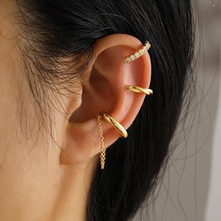 C-type ear hole free set with combination ear bone clip