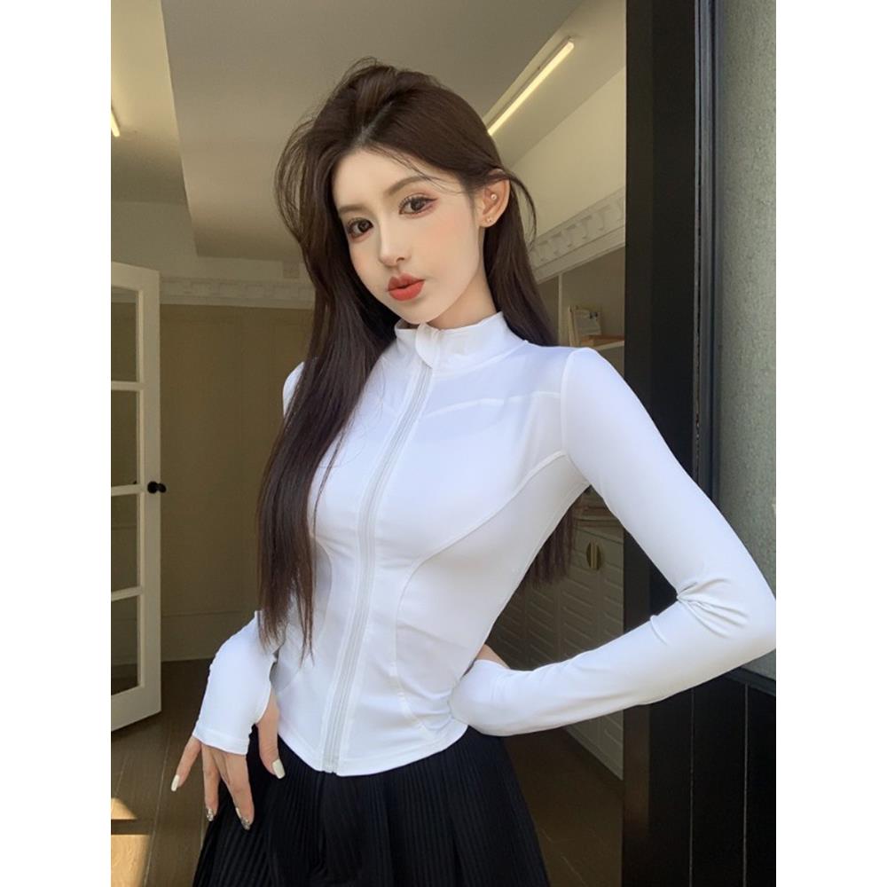 运动防晒衣女夏装薄款透气纯欲辣妹上衣修身显瘦健身瑜伽服外套潮