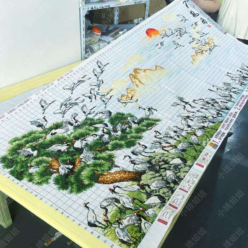 百鹤图十字绣成品不带框纯手工出售已绣好年2025新款客厅高端仙鹤