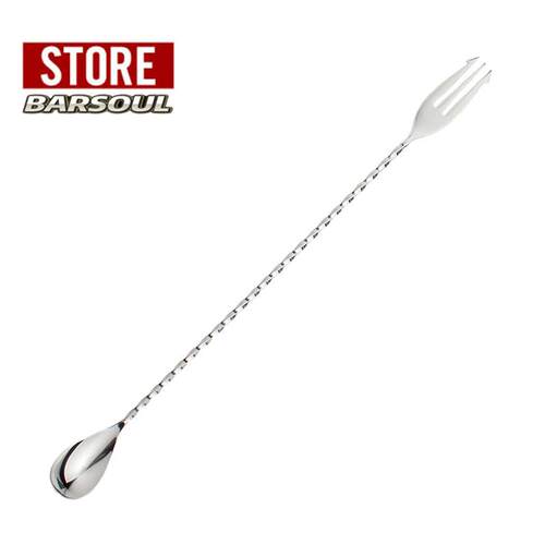 BARSOUL国际日式细螺纹带叉长吧勺搅拌棒调酒棒吧勺Bar Spoon酒具