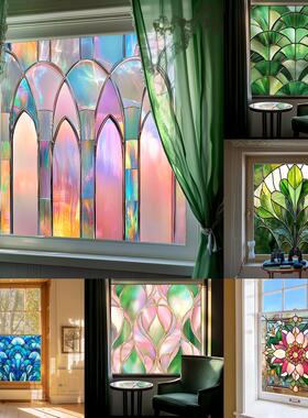 BL301-330彩色花卉静电玻璃贴PVC可移除窗户贴膜腰线贴玻璃窗花贴