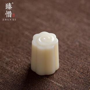 A947浮雕祥云玉石盖置实心盖托陶瓷家用紫砂壶盖子架茶壶茶道配件