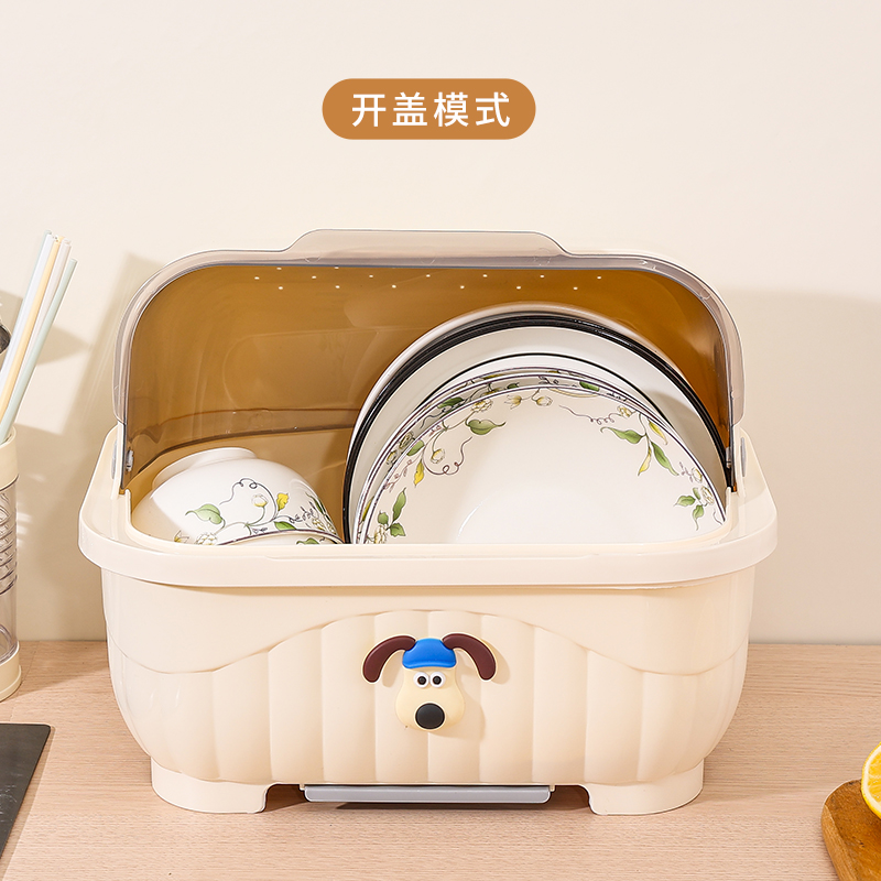碗筷收纳盒小型家用餐具碗盘沥水架高颜值厨房置物带盖台面小碗柜