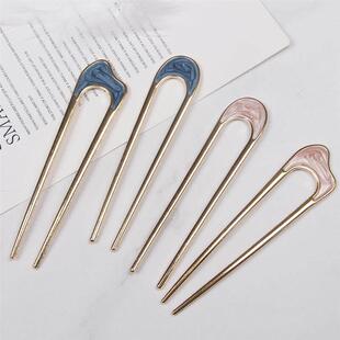 Shell Hair French Shaped Fork Metal Hairpin Pins