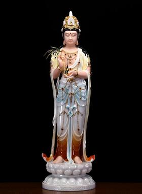 正品白色大理石拜西雕方阿三圣立像家装饰弥陀佛像观音菩萨雕像装