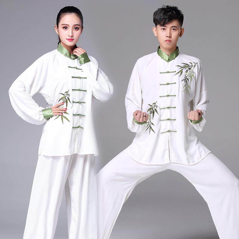 正品太极女季 太极拳服装男中国风 中年绣中花式表服演夏服青花瓷