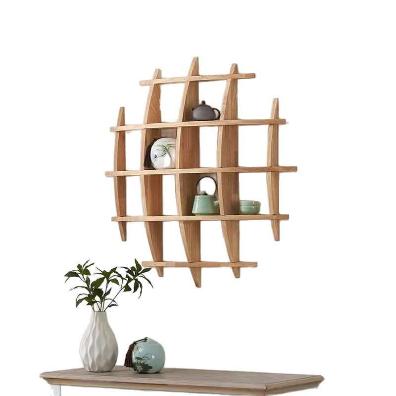 现货新中式置物架壁挂式装饰博古架茶室展示架茶杯茶具收纳多宝阁