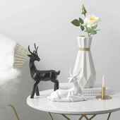 贝汉美北欧创意福鹿摆件客厅电视柜酒柜花瓶陶瓷乔迁送礼摆设