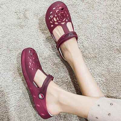 凉鞋女夏季果冻洞洞鞋女拖鞋新款防滑妈妈沙滩鞋平底玛丽珍0305r