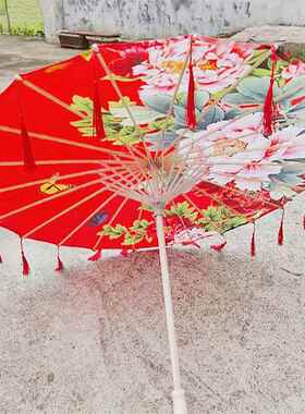 中国风绸布伞古风汉服摄影流苏伞古装伞网红道具伞古典舞蹈油纸伞