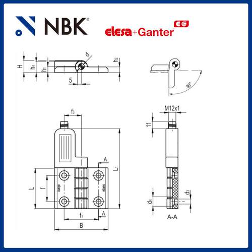 NBK ELESA CFSQ-C-A-S-EA 带内置安全开关铰链 超级高科技聚合体
