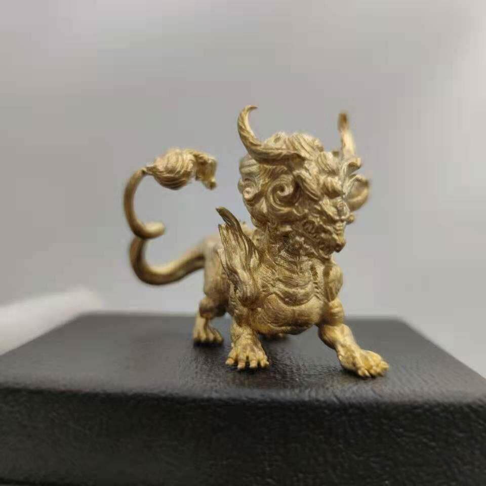 麒麟把件迷你旺财貔貅招财车内摆件书桌纯铜工艺品摆设小号瑞兽手