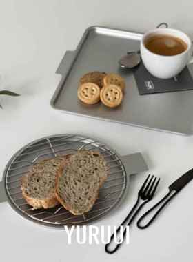 [YURUUI设计师]韩国Vatya双耳托盘铝盘不锈钢滤油网圆盘方盘餐盘