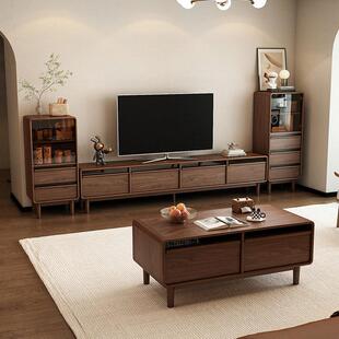 北京范美仑中古风实木电视柜客厅家用茶几组合电视机柜边柜25新款