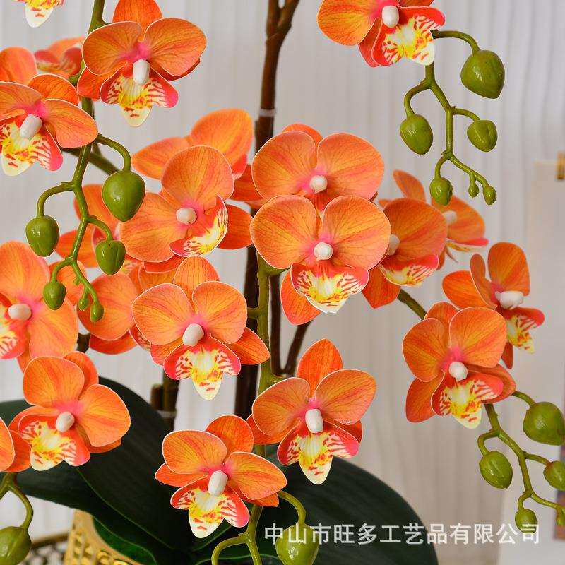 爆款假花双叉蝴蝶兰小盆景创意摆件厂家现货人造植物仿真盆栽绿植