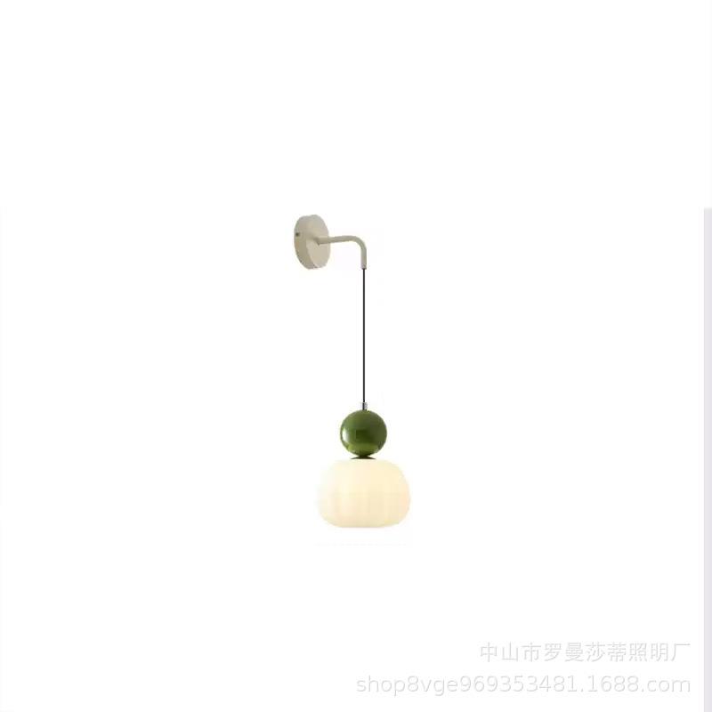 中古卧室床头壁灯胡桃木色走廊过道背景墙面灯法式复古南瓜书房灯