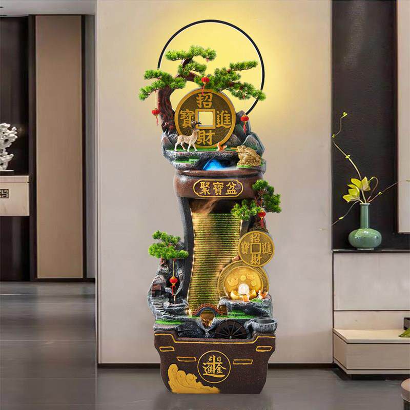 流水生财摆件客厅风水轮假山喷泉水景鱼缸装饰乔迁开 业招财聚宝