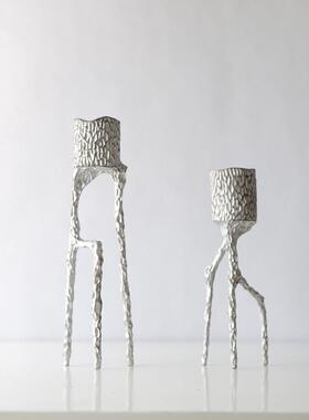 中古风样板间客厅餐台桌摆玄关合金烛摆件书房锌装饰柜软装BJ0340