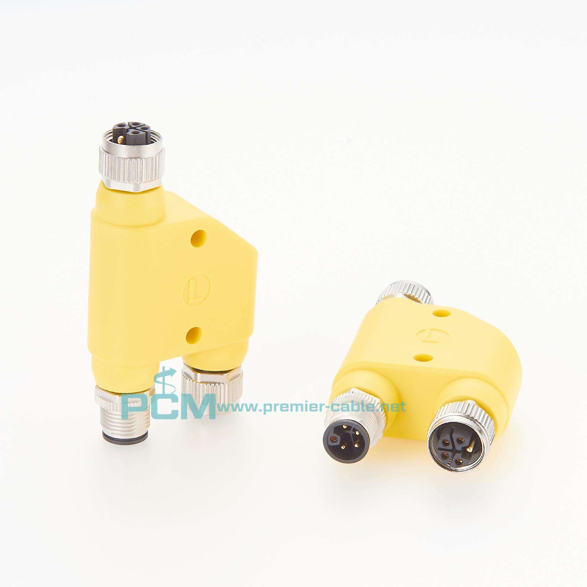 IP67/IP68 L编码H型 3/4芯公头连接器转接头工业以太网 M12