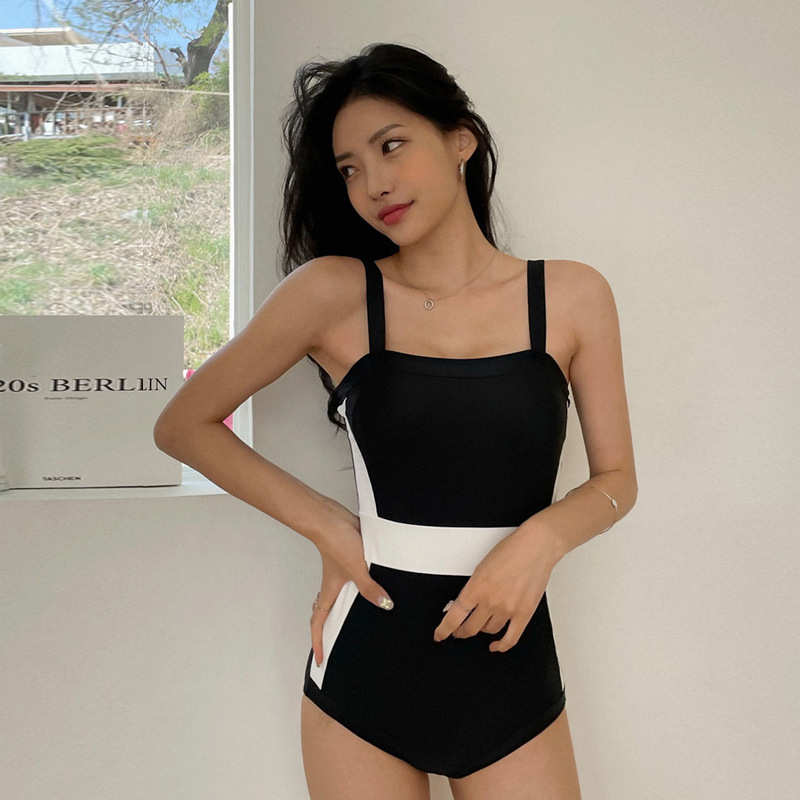 2023新款外贸泳衣女收腰连体三角纯色露背网红比基尼跨境泳装连体