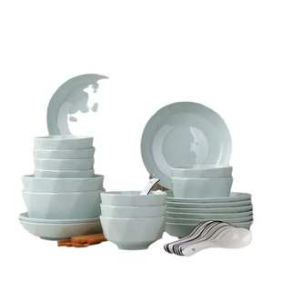 陶瓷碗盘汤面碗蒸鱼盘组合 家用2022新款 创意6 16人用碗碟餐具套装