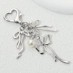 Y2K Pearl Flying Knot Keychain Bow Butterfly Pretty Enamel