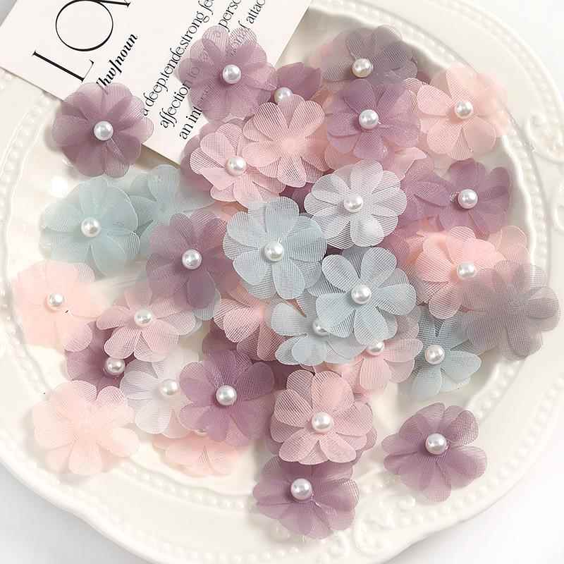 仿真珍珠布艺小花瓣 diy手工材料假花服装头饰配件胸花草帽花装饰