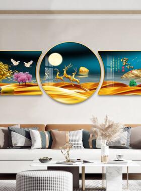 网红沙发背景墙装画现代饰简大气壁画画客约厅挂奢高档寓意好三轻