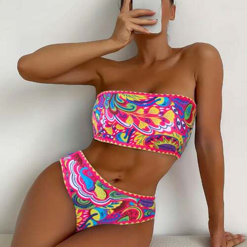 Two - piece Set Women ' s Plants Print Contrast Binding