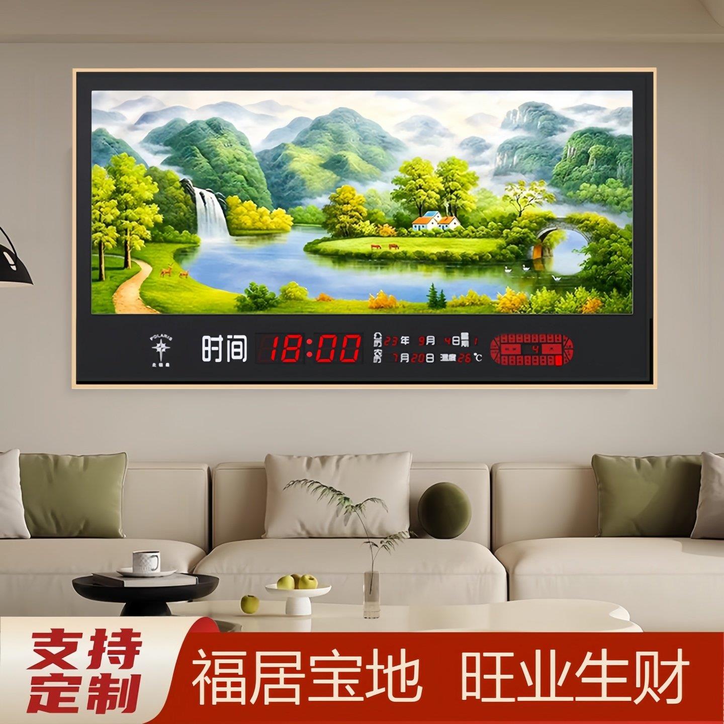 智能万年历电子钟挂墙时钟2025新款数码日历钟表高档客厅挂钟家用