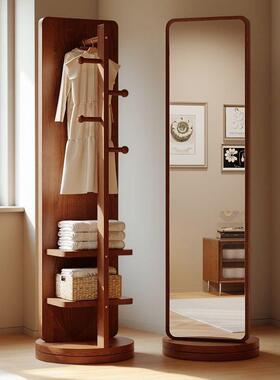 全身镜落地镜家卧室旋转可移子动试衣镜挂衣衣架一体镜全身用UYC