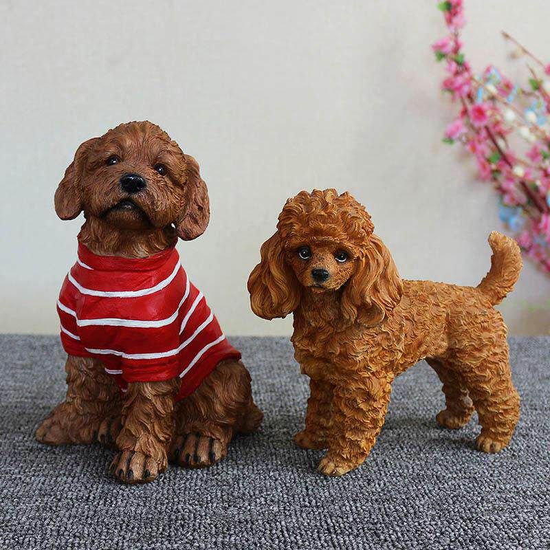 新款直销仿真狗摆件树脂泰迪犬客厅摆设创意礼物贵宾犬宠物狗模型